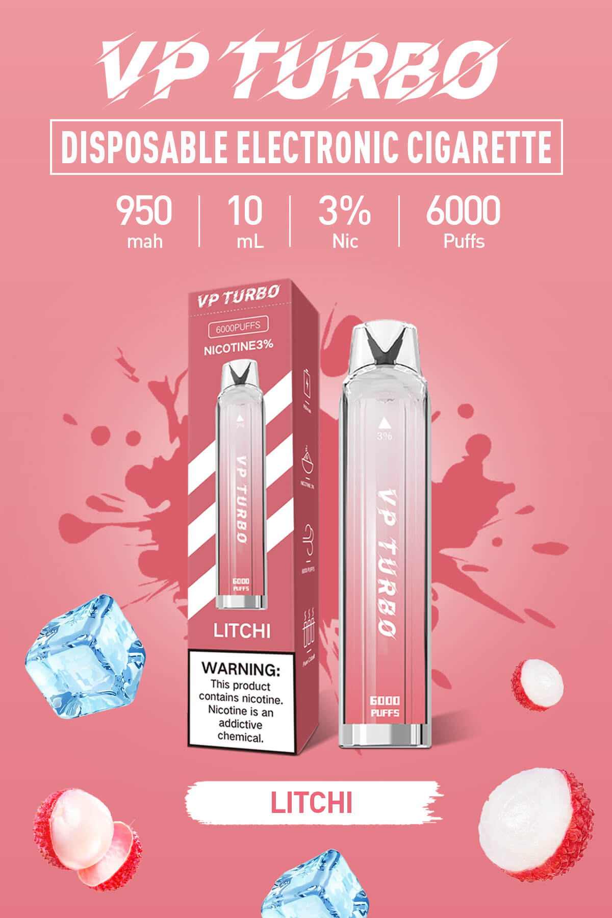 新品特惠!!VP TURBO發光棒 6000口拋棄式 一次性霧化桿