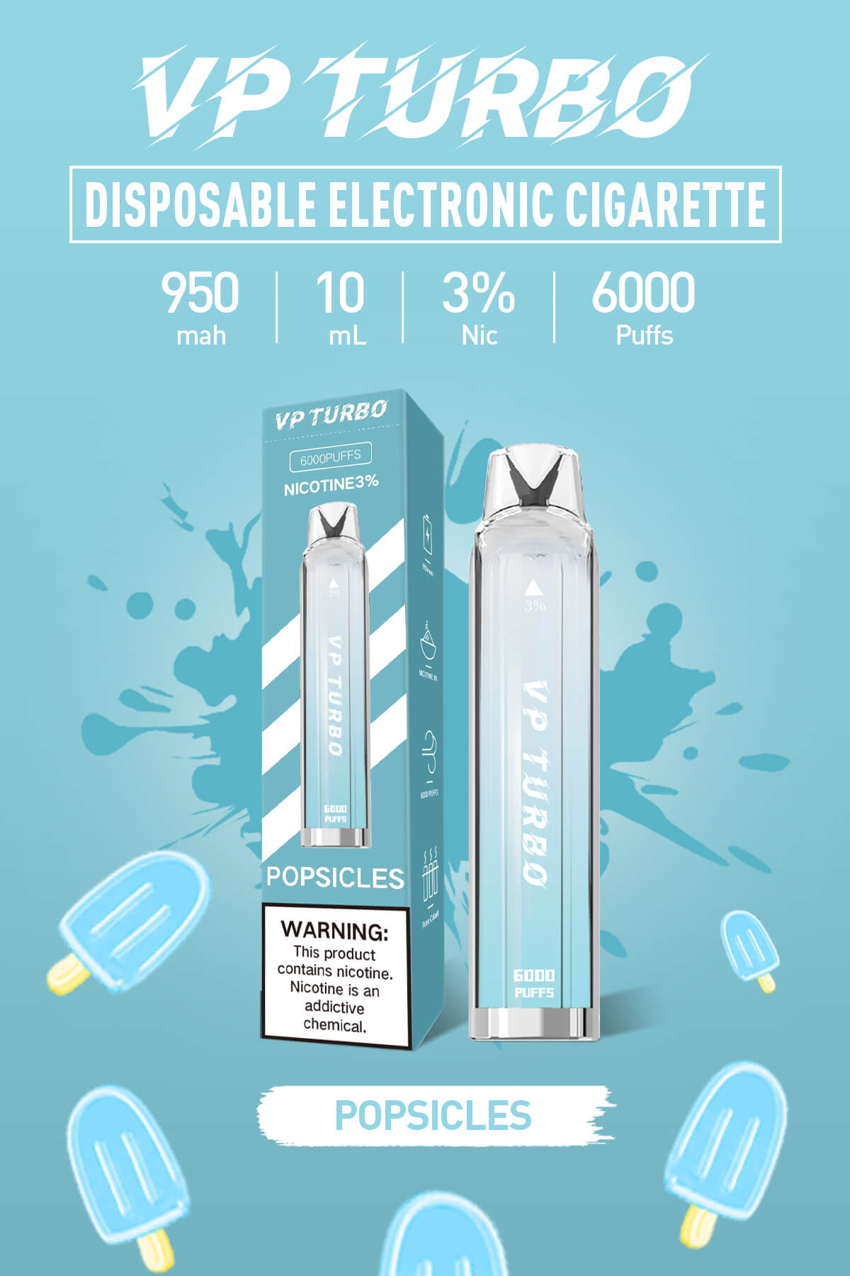 新品特惠!!VP TURBO發光棒 6000口拋棄式 一次性霧化桿