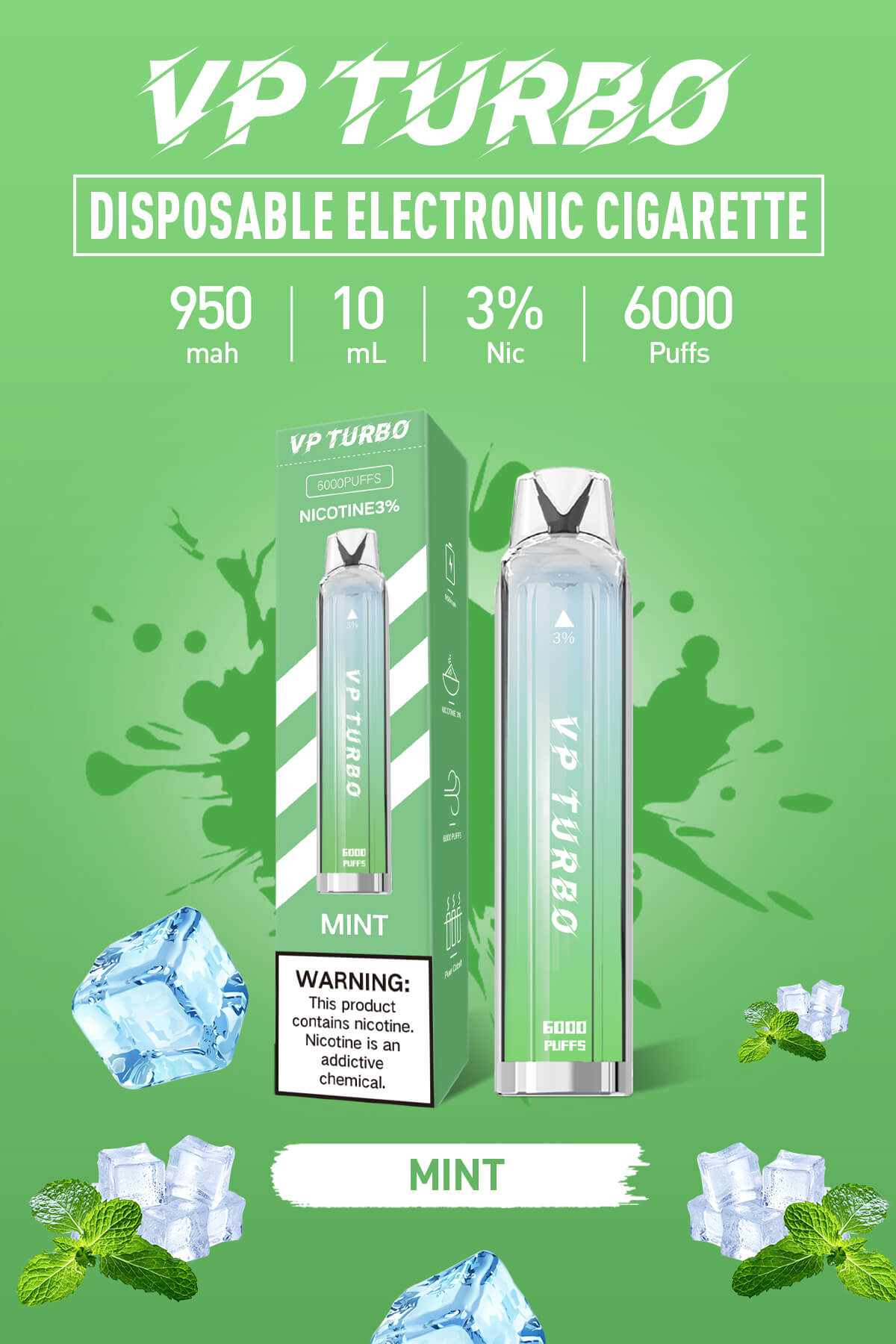 新品特惠!!VP TURBO發光棒 6000口拋棄式 一次性霧化桿