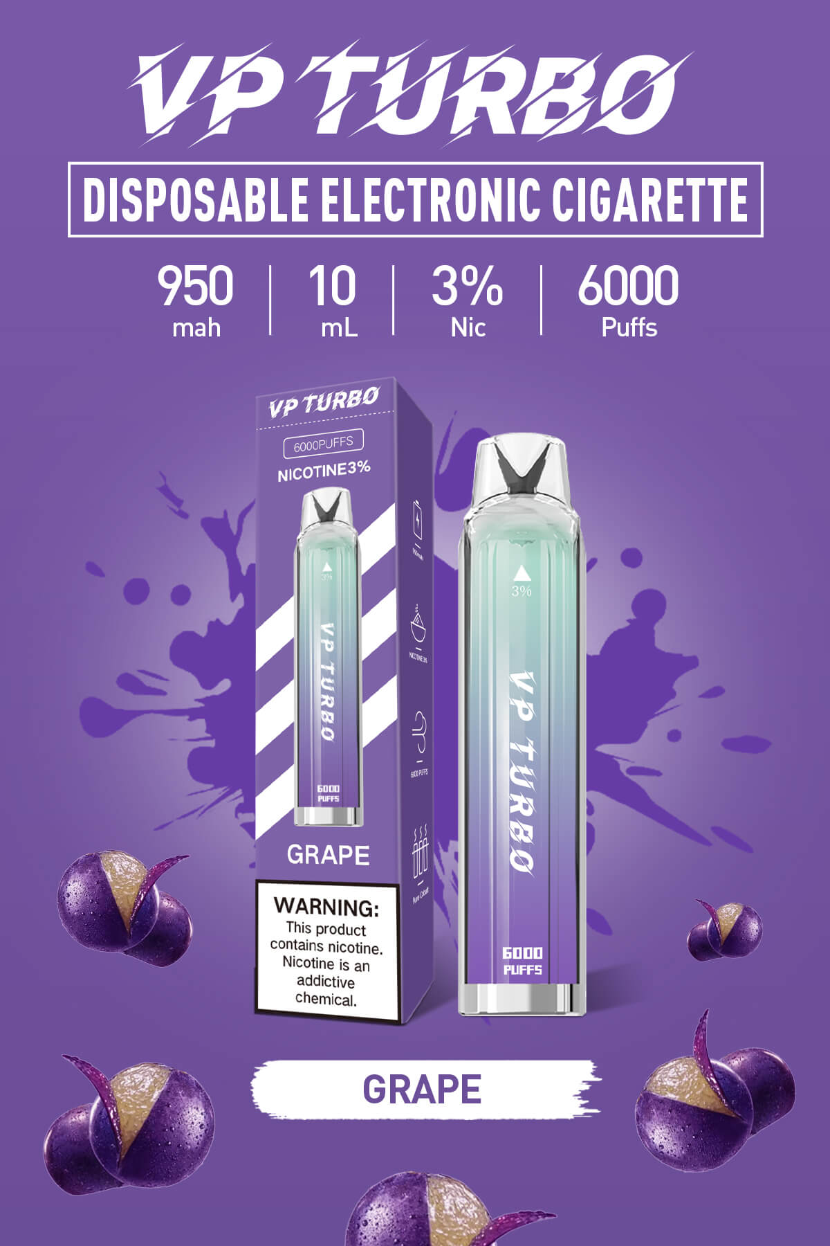新品特惠!!VP TURBO發光棒 6000口拋棄式 一次性霧化桿