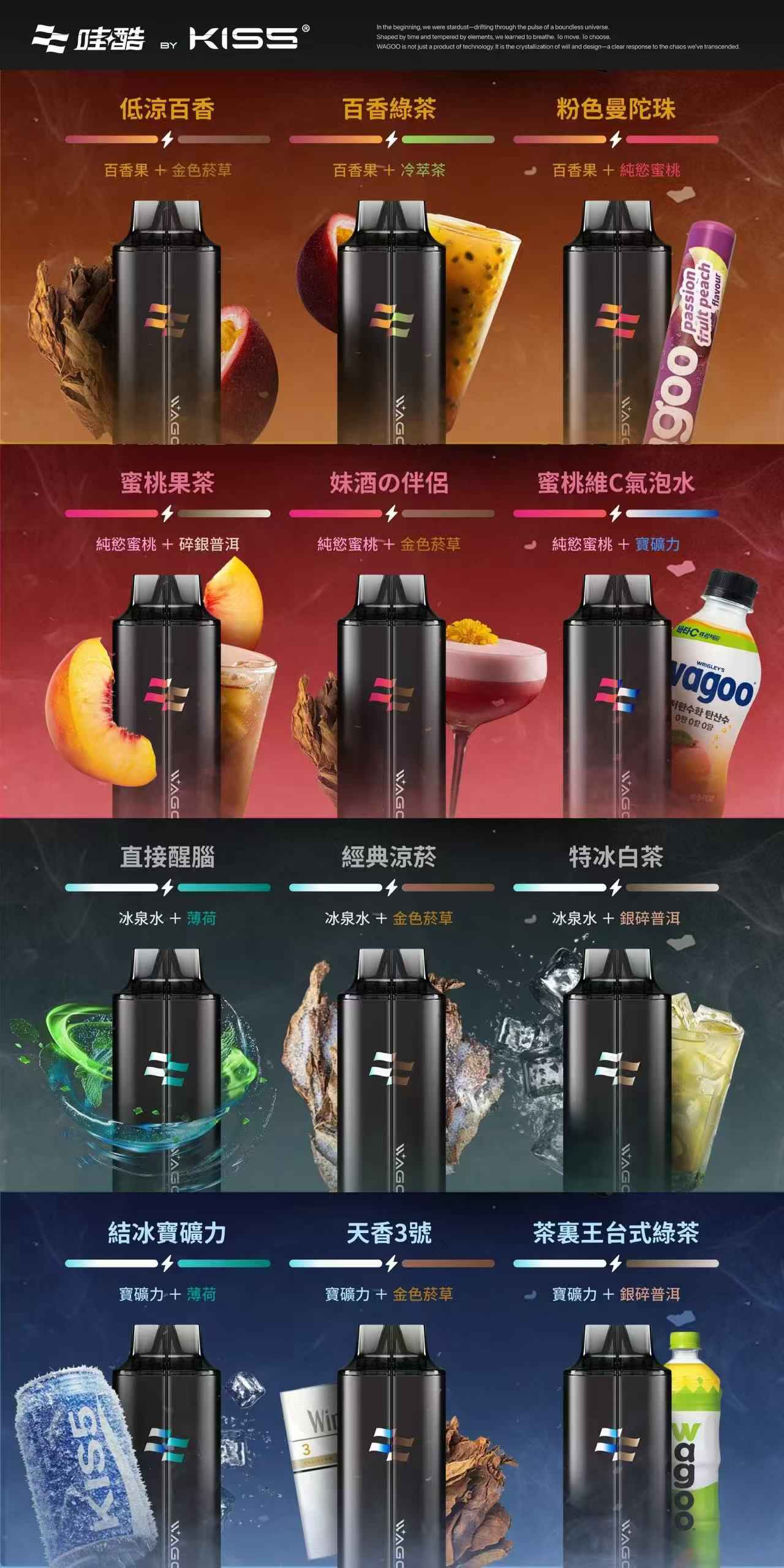 哇酷&kis5 6500口拋棄式 自由混搭雙口味 雙芯組合 一次性電子煙