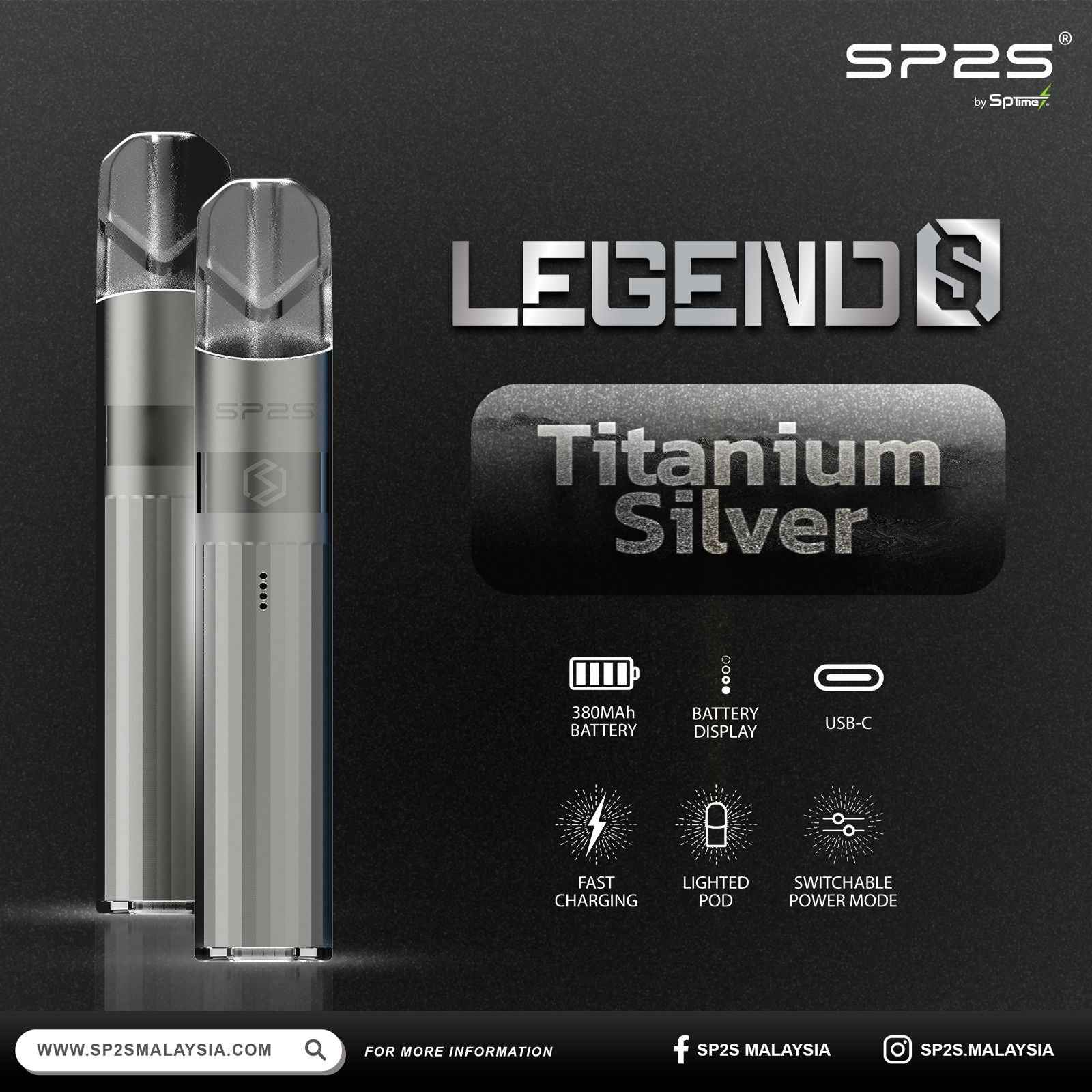 SP2S新款傳奇主機 一代通用  電鍍鈦色電子菸桿